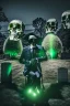 Placeholder: photo of a hoodless grim reaper wearing a suit, highlighting shiny areas of the skull, sitting outside a cemetery with a welcome sign, wearing suit, rim lighting, studio lighting, looking at the camera, dslr, ultra quality, sharp focus, tack sharp, dof, film grain, Fujifilm XT3, crystal clear, 8K UHD, clean, orange evening lighting