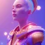 Placeholder: A portrait of a crystalised blue pink extraterrestrial, gold, diamonds, sunny background, atmospheric, realistic, unreal engine, 8k. Cinematic lighting, octane render.