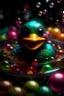 Placeholder: portrait of duck gorilla with a wicked smile inside a pile of transparent jelly bubbles of weird colors with insect aliens inside, disco egg made of small mirror, light rayz, feast table ,shot on Hasselblad h6d-400c, zeiss prime lens, bokeh like f/0.8, tilt-shift lens 8k, high detail, smooth render, down-light, unreal engine, prize winning