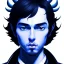 Placeholder: masterpiece - face - anime boy - black hair - portrait- white eyes - white horns on head - sharp eyes- handsome