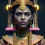 Placeholder: Indian woman, rounded face, blood, black, flower, leaves, samurai helmet, decorative color feathers, retro, bamboo, leather, soft color, highly detailed, art stations, concept art, smooth, unreal engine 5, god rays, ray tracing, RTX, lumen lighting, ultra detail, volumetric lighting, 3d, finely drawn, high definition, high resolution.