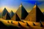 Placeholder: Pyramids with scarabs on them painted George Seurat