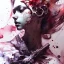 Placeholder:  Bones, darkred tones, weird, pose, watercolor illustration by <agnes cecile> <Yoji Shinkawa>,