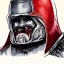 Placeholder: dungeons and dragons, fantasy, dwarf, dark priest, full plate armour, ironclad, dark silvery metal, dark red glow, watercolour, large strokes, distinct face, portrait, head