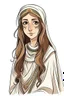 Placeholder: "Draw an Arab character, a girl wearing traditional Arab clothing, indicating her royal lineage. She has long brown hair and wears a bandage over one eye."