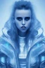 Placeholder: danish singer mø face, cyberpunk,blue tones, style free