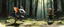 Placeholder: rat gremlin elf halfling pixie runner, airbrush and pen outline, realistic 3d rendering with high contrast forest background