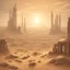 Placeholder: руины мегаполиса космической империи, пустыня, пост апокалипсис