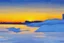 Placeholder: Sunset, winter, Futuristic buildings in the ice, impressionism painting