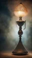 Placeholder: The gini out of the lamp in Smokey ethereal, heavenly background