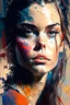 Placeholder: portrait of a woman on an old canvas gouache Splash art concept art 8k resolution