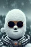 Placeholder: Snow man like a cyborg,with sunglasses,portrait,detail,textures,cinematic