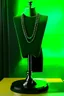 Placeholder: dark green velvet Necklace Mannequin Stand on a luxury table