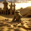 Placeholder: sand golem in the wind in castle in the desert in evening, photo-realistic, shot on Hasselblad h6d-400c, zeiss prime lens, bokeh like f/0.8, tilt-shift lens 8k, high detail, smooth render, down-light, unreal engine, downlight