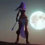 Placeholder: warrior lady under the Moon