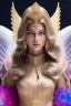 Placeholder: Flower, angel man, (detailed face )++, (detailed blue eyes)++ (long blond hair)++(pectoro visible)++(smile)++, , (two feathered wings on his shoulder blades)++, beautiful place, incredible, cosmic, colours, planet, gold, realistic, real photo, stars at night, detailed, high contrast, 8k high definition, unreal engine 5, extremely sharp details, (lighting effect, light background)++.