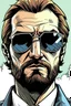 Placeholder: man wearing sunglasses who looks like Hans Gruber with a judgmental look on his face comic book style