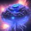 Placeholder: Spherical Frost metal magic armoured lightning Mycelium giant blob MUSHROOM flower erupting with BLUE FLAMES hellfire abyss stars SPACE lANDSCAPE