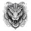 Placeholder: Snake head tatto style, black lines, white background