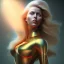 Placeholder: blonde superwoman. oil on canvas, kodachrome, volumetric light