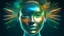 Placeholder: Holographic Virtual Reality Face Beauty, Double Exposure, Clear Lines, Blue, Green, Gold, Orange, 64K, High Definition,