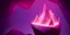 Placeholder: single pink crystal, on an altar in a foggy cave, cinematic,