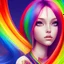 Placeholder: ‌A beautiful girl with very long and rainbow-shaped hair