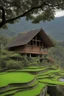 Placeholder: Toraja house with views of the hills and mountains