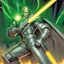 Placeholder: fantasy 90's laser blasting humanoid male figure art tcg