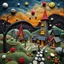 Placeholder: Photograph hasselblad h6d400c --ar 85:128 --v 6.0 of a fairy old bewitched village, made of felt, art, 3d deep field, Joan Miró, wide angle landscape scene, galaxies and planets, creepy, Max Ernst, needlepoint, abstract silhoutte, expressionist style, colorful holiday