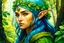 Placeholder: create oil and watercolor portrait of a young, nomadic forest elf female fantasy art character, with highly detailed, sharply lined facial features, in the deep forest of Brokilon , finely inked, 4k in the style of Maxfield Parrish