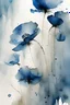 Placeholder: Abstract wet watercolour, grey blue poppies