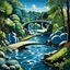 Placeholder: A blue springs with a soda pond painted by Thomas Hart Benton