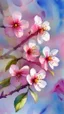 Placeholder: Blooming cherry flowers, watercolor, watercolor painting, beautiful flowers, spring, beautiful painting, sky