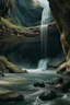 Placeholder: A cave with covered with waterfalls