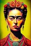 Placeholder: Frida Kahlo , an abstract painting of rusted metal and flowers, afro portrait, rust, scaffolding, iron cladding, decay, mixed media, textured, anatomically correct, beautiful perfect face, sharp focus, highly detailed