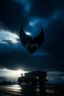 Placeholder: light sign on sky with the shape of a lorry like a batman films