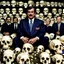 Placeholder: Saddam and George Bush surrounded by skulls