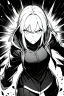 Placeholder: angry blonde girl, angry pose, greyscale