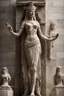 Placeholder: full body stone statue of Virgo Empress Kadosh Iesus Yeshiva Dictator of the Known Universe Queen of Heaven Ishtar Venus Ekadeshi Hathor Asherah Athena Ostara Qudshu Qetesh Britannia Columbia Goddess of many names in Hindu Egyptian Aztec Mayan Native American Japanese Yakut Ancient Greek style, statue, marble granite texture, pale white dull colours, photo-realistic, 50mm lens, f/2.8, natural soft lighting