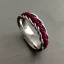 Placeholder: ruby ring with braided tungsten and titanium, braided band, brushed steel, men's jewellery