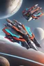 Placeholder: A combination of a super advanced space machine and a crazy Max fighter, super sporty, with color and nano technology