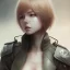 Placeholder: in the style of "left alive", realistic female anime character, in action, beautiful, 25 years old, water color painting, trending on artstation, sharp focus, studio photo, intricate details, highly detailed, nice eyes