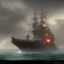 Placeholder: battlecruiser coming out of a fog bank