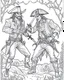 Placeholder: Pirates of the Caribbean: Dueling Pirates Coloring Challenge: Create an action-packed coloring page inspired by the Pirates of the Caribbean movie, featuring a dramatic scene with two pirates engaged in a thrilling sword duel. Capture the intensity of the battle with dynamic poses and expressions, providing ample space for young artists to color the characters and their surroundings in black and white. This coloring challenge invites kids to infuse their creativity into the high-stakes world of