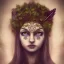 Placeholder: Portrait of beautiful girl, plant, metal, feathers, Dryad, fae, sidhe, ominous, nature, plants, wildflower, facepaint, dnd character portrait, intricate, oil on canvas, masterpiece, expert, insanely detailed, 4k resolution, retroanime style, cute big circular reflective eyes, cinematic smooth, intricate detail , soft smooth lighting, soft pastel colors, painted Renaissance style, 800mm lens