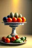 Placeholder: Italian Renaissance style still life consisting of a plate of Italian ravioli with natural cherry tomato and basil accompanied by olives, moisture ambient, natural ornaments, ceramic, marble, high kitchen, smooth, god rays, unreal engine 5, ray tracing, RTX, lumen lighting, ultra detail, volumetric lighting, 3d.