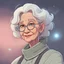 Placeholder: friendly disney style science fiction old female character portrait