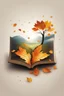 Placeholder: square logo , landscape with leaf fall, flying leaves in the book