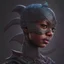 Placeholder: sango fantasy, fantasy magic, intricate, sharp focus, illustration, highly detailed, digital painting, concept art, matte, artgerm and paul lewin and kehinde wiley, masterpiece Asian lady black panther Papu New Guina pyramid black silver space lady space blood moon galaxy